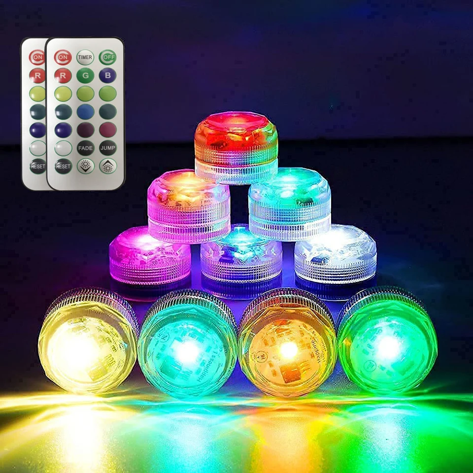 

RGB погружной светодиодный светильник с дистанционным управлением, подводный светильник для чая, беспламенный праздничный светильник для в...