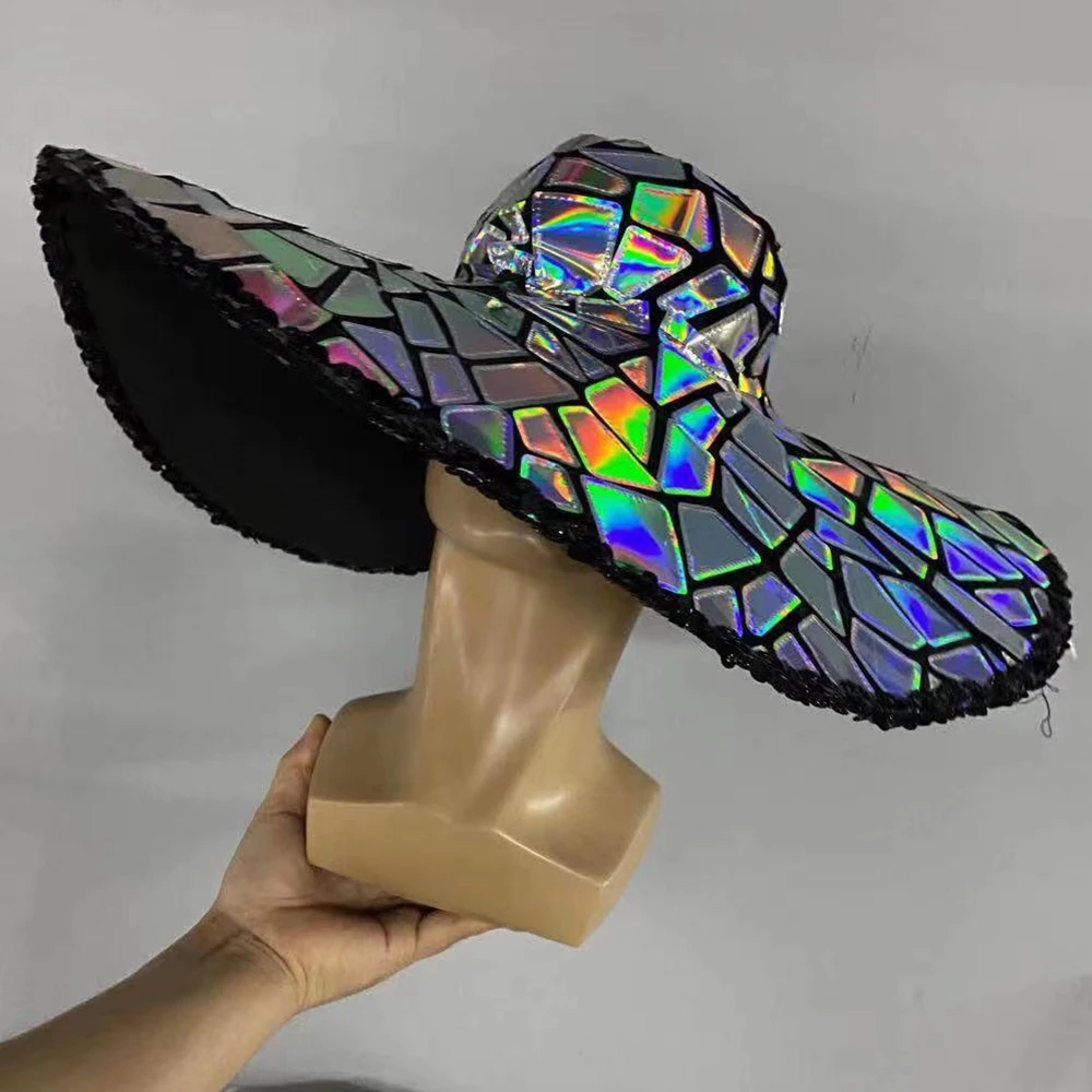 Модная шапка с блестками и широкими полями женские шапки для джазовых танцев