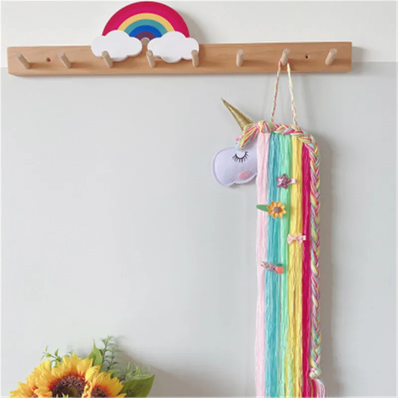 

Lovely Children Unicorn Headdress Hair Accessories Cute Hand-woven Doll Closet Wall Hanging Kid's Bedroom Decor Wall-mounted
