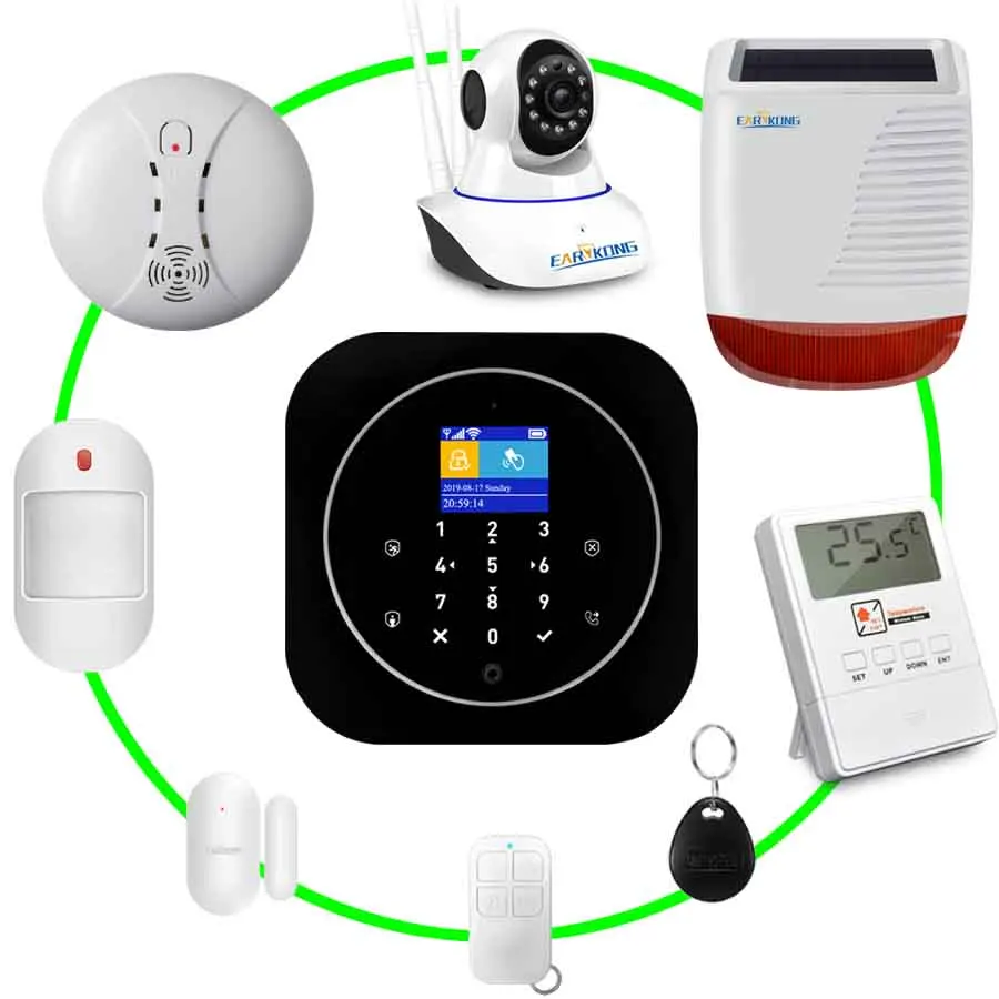 Wi Fi GSM домашняя сигнализация Система IOS Android Tuya приложение RFID LCD сенсорная