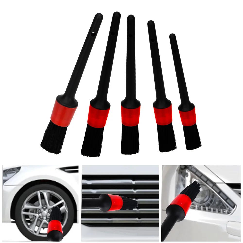 

5pcs Bristle Brush Car Accessories Clean Pen Cleaning Detailing Tools Set For Dashboard Air Vent Headlight Seat 4x4 Automotive
