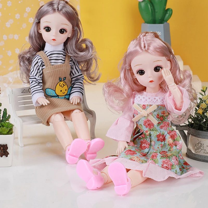 

30CM Blue Eyes Bjd Doll Muilt-dress 15 Movable Jointed Princess Dolls With Clothes Fashion DIY Doll Handmade Gifts For Girl Toy