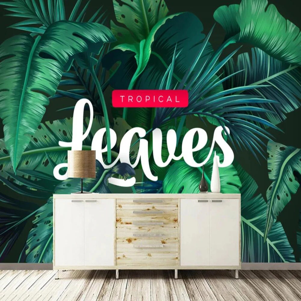 

Milofi custom 3D wallpaper mural European retro plant rainforest banana leaf living room background wall decoration painting