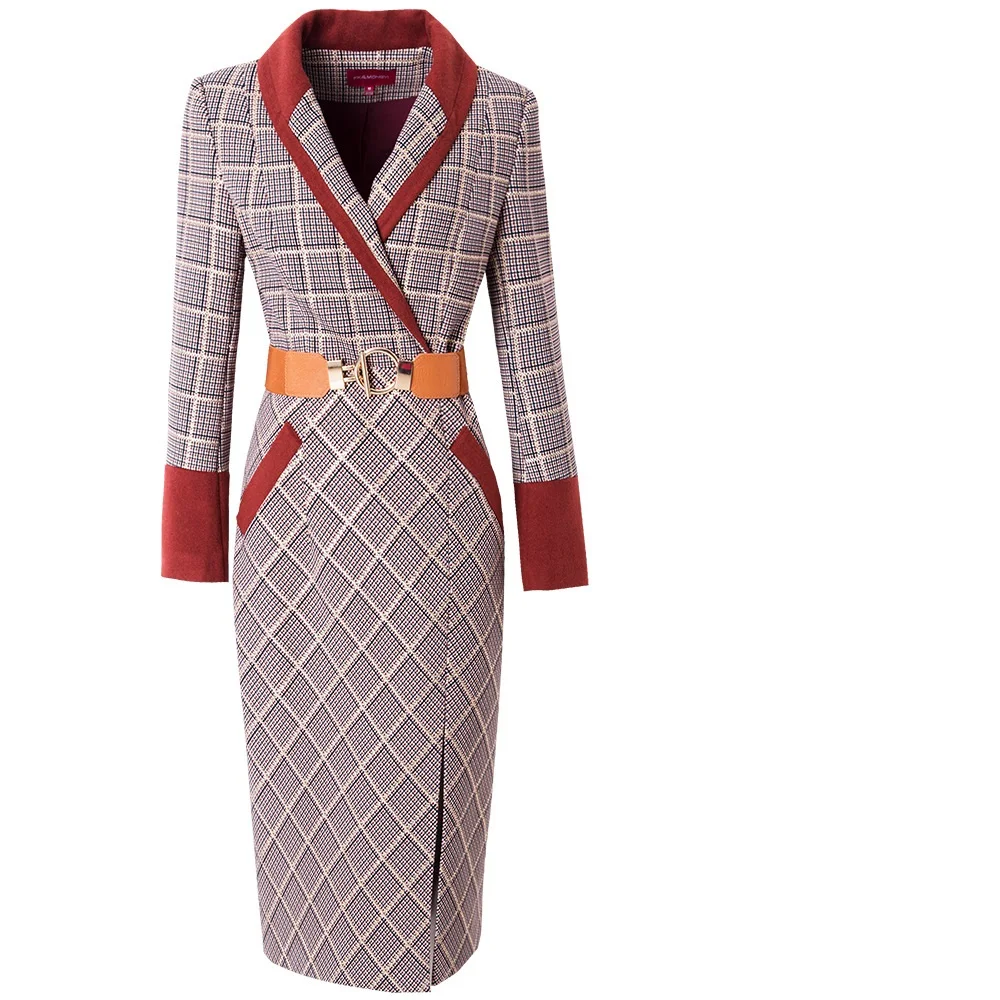 Женское платье-карандаш с длинным рукавом разрезом | Женская одежда