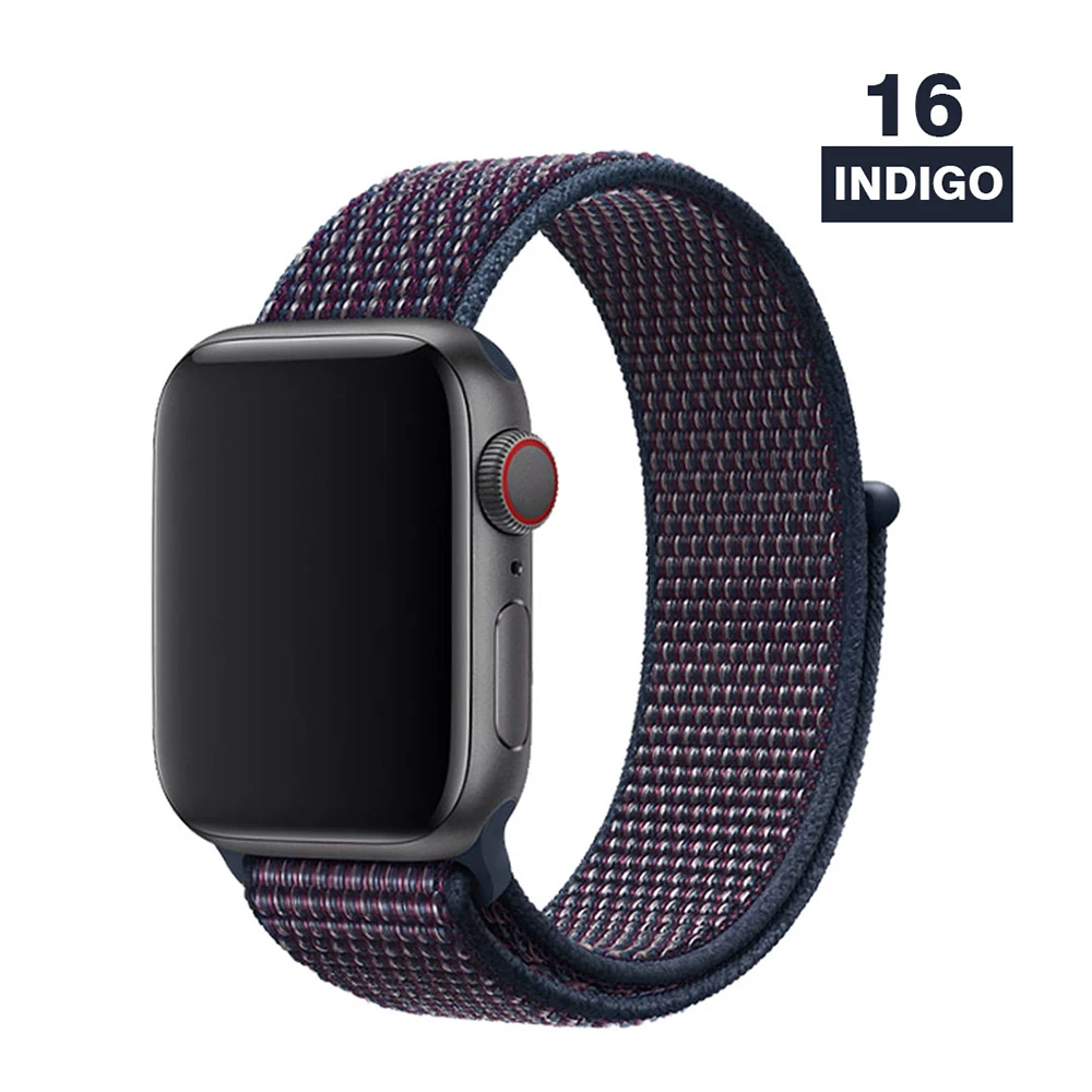 Indigo Ремешок для наручных часов Apple Watch серии 3/2/1 38 мм 42 мм мягкий нейлон дышащий сменный ремешок Спортивные петли для наручных часов iwatch серии 4 5 40 мм 44 мм - Цвет ремешка: Indigo