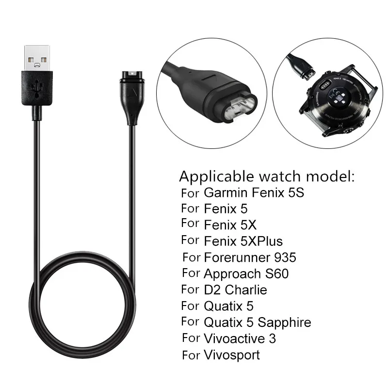 

NEW Fast Charging USB Charger Cable For Garmin Fenix 5/5S/Precursor 5X/935 For Vivoactive 3 Portable 1M Smart Watch Accessories