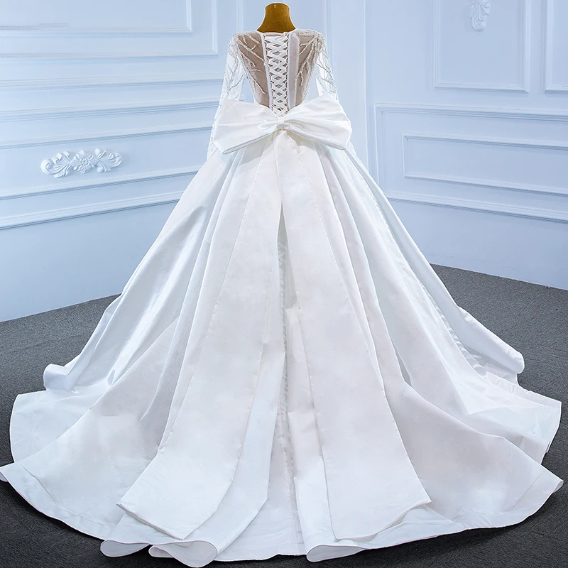 J67233 JANCEMBER Long Sleeve Wedding Dresses 2021 Beading Lace Up Back Sexy V-Neck Ball Gown Sequined