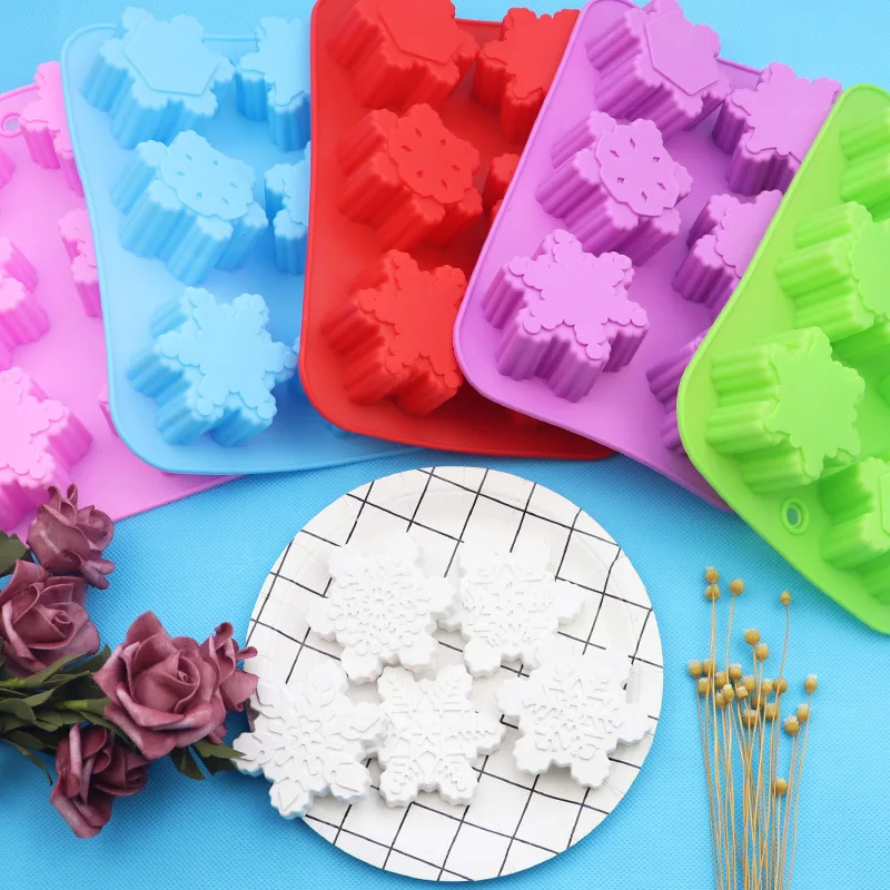 

Handmade Soap Making Tool Snowflake Pattern Cake Chocolate Silicone Mould Non-toxic Soap Mold 6 Cavities Handcrafted Accessories