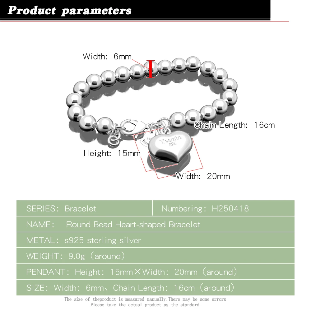 Женский браслет в форме сердца из серебра 925 пробы | Украшения и аксессуары