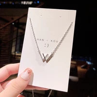 high grade w letter necklace simple christmas birthday gift chain titanium steel sweater chain double v clavicle chain female