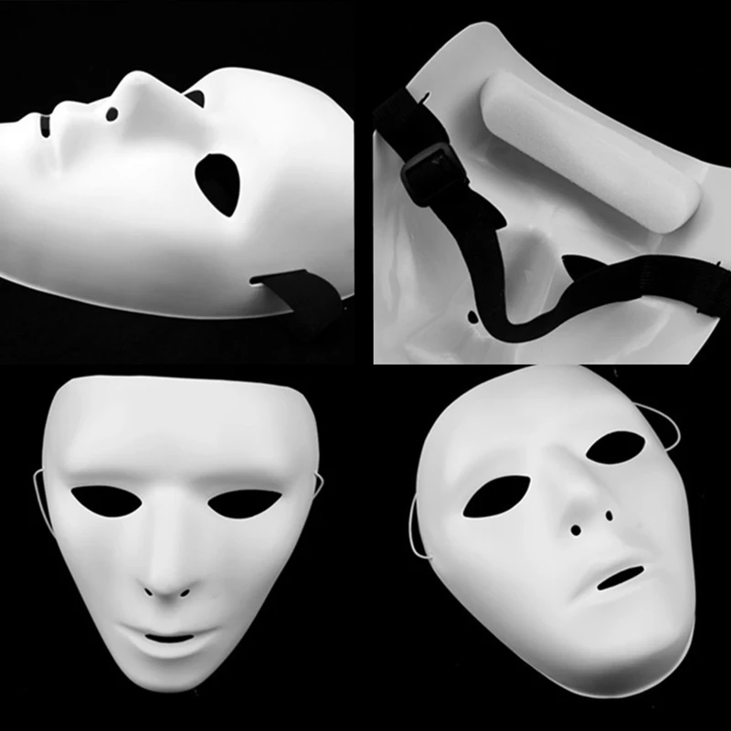 DIY белая маска Бумага полный уход за кожей лица оперы Маскарадная однотонная