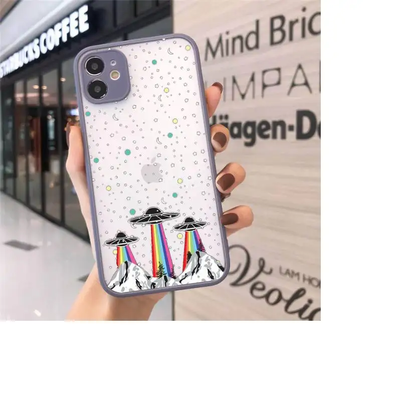

alien space Aesthetics Cartoon Phone Cases matte transparent For iphone 7 8 11 12 plus mini x xs xr pro max cover