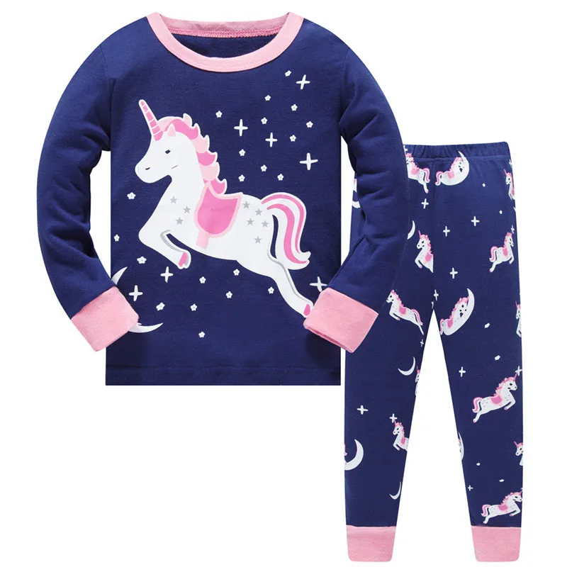 Купи Kids Unicorns Girls Pajamas Sets printing Pyjamas Baby Sleepwear Cotton Nightwear Homewear Cartoon Toddler Children Pyjamas за 585 рублей в магазине AliExpress