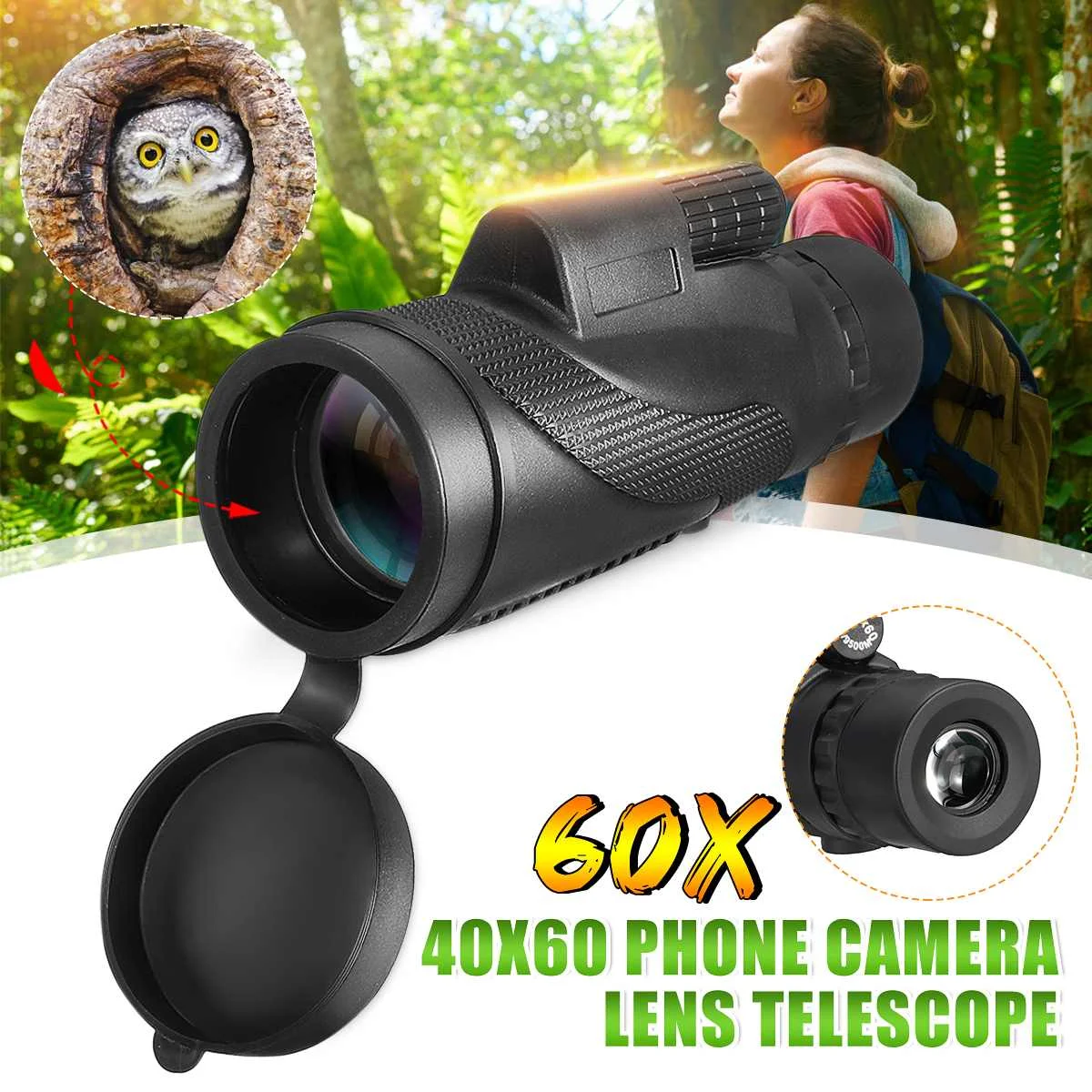 

Monocular 40x60 Powerful Binoculars Definition Zoom Great Handheld Telescope Lll Night Vision Military HD Professional Hunting