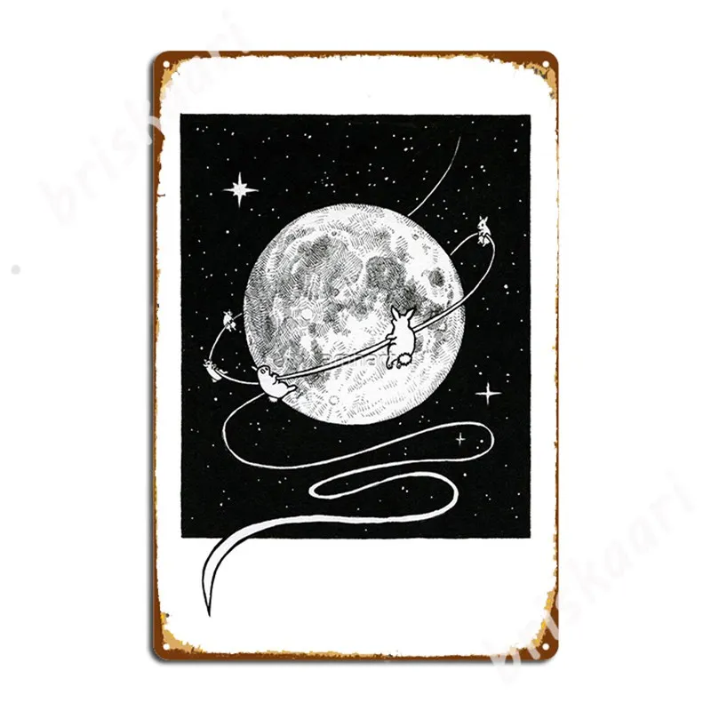 

Moon Bunnies Metal Signs Living Room personalized Plaques Club Tin sign Posters