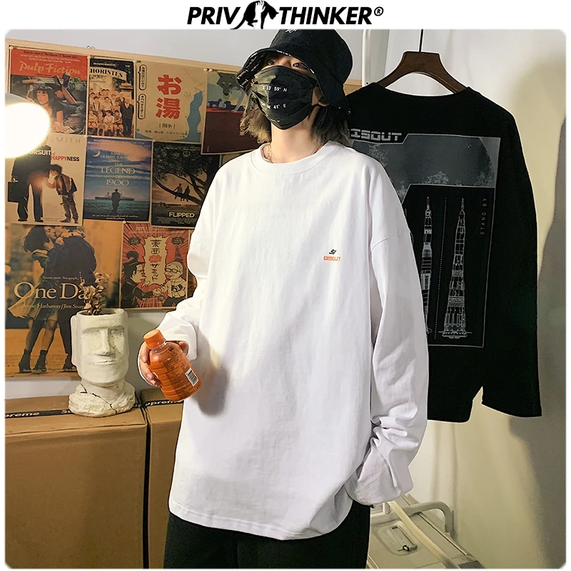 Мужская и женская футболка Privathinker Повседневная с принтом в стиле хип хоп длинным