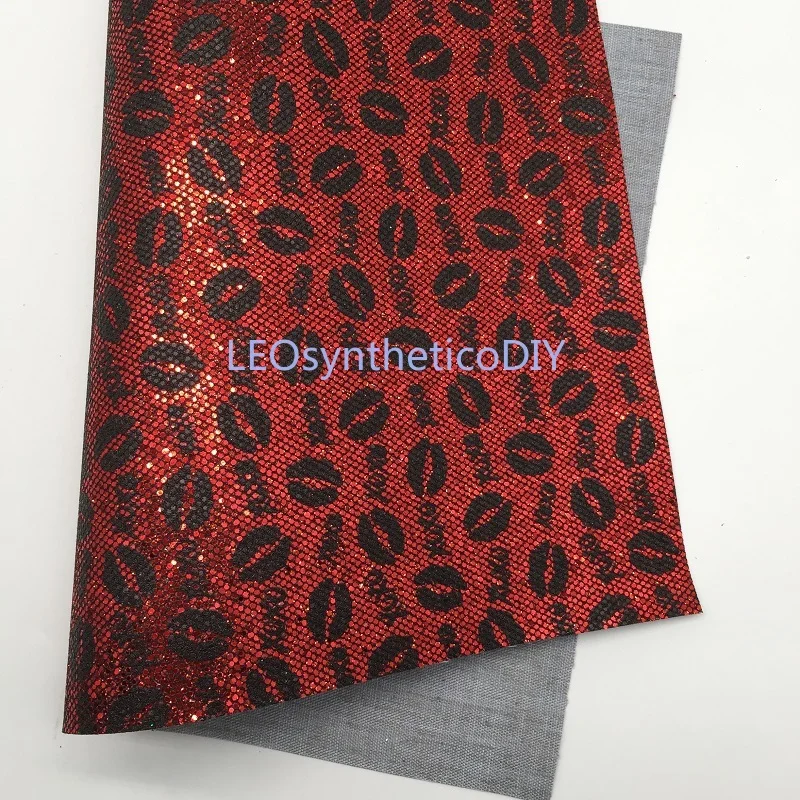 Блестящая ткань 1 шт. 21x29 см с принтом на губы Святого Валентина для изготовления