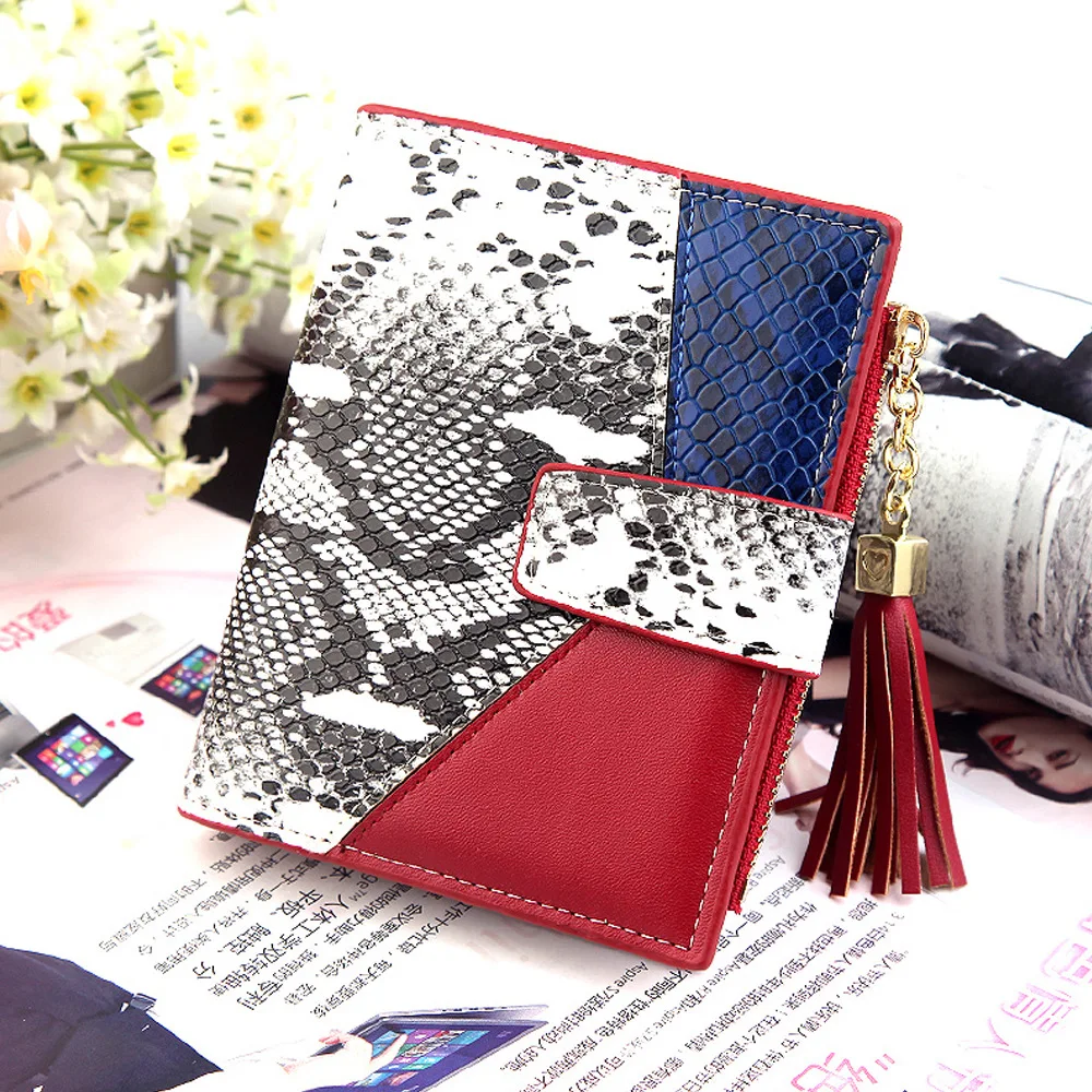 

Ladies Wallet Multi-functional Korean Snake Pattern Zip Bag Simple Zero Money Pouch Clasp Money Clip