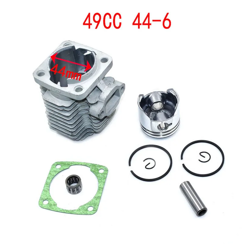 

Головка цилиндра двигателя 49CC (44-6) или 47CC (40-6) с поршневым штифтом, полный комплект для 2-тактного мини-мотоцикла, квадроцикла, карманного велосипеда