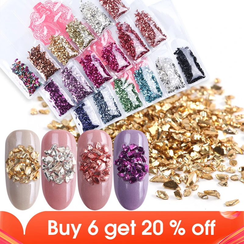 1 упаковка блестящие хлопья для ногтей нестандартные битые стеклянные блестки