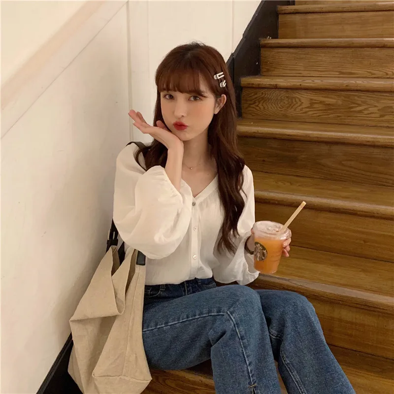 

French Style Retro Gentle Style Super Fairy Sweet Long Sleeve V-neck Puff Sleeve Cotton and Linen Outer Wear Sun Protection