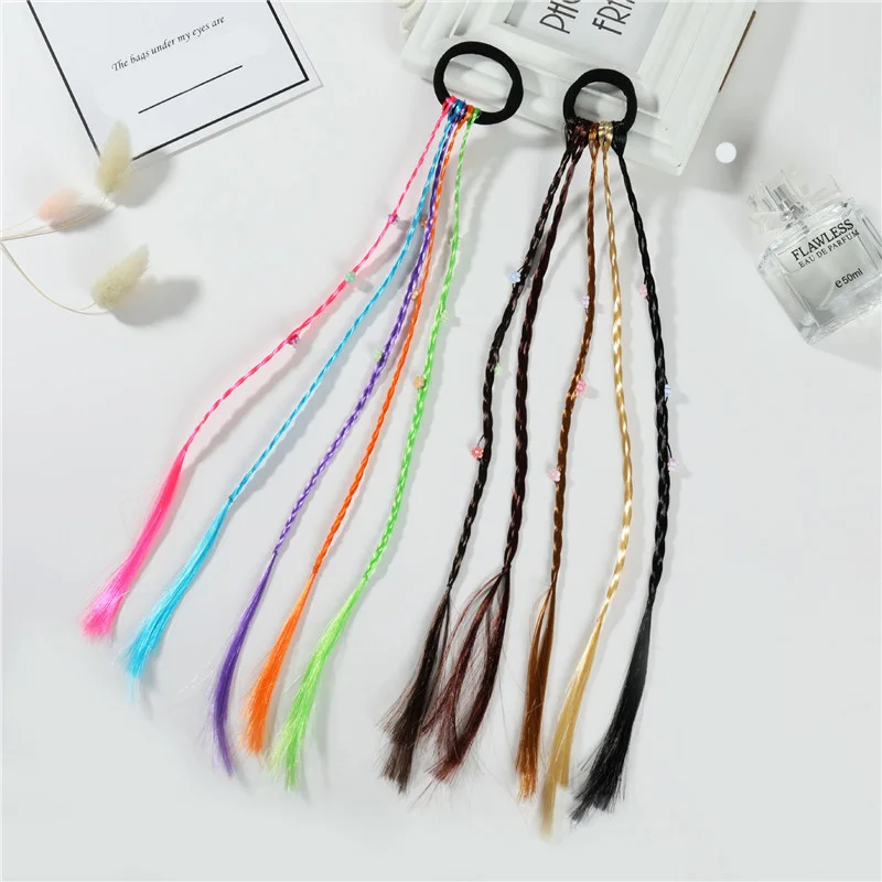 Kids Colorful Wig Braids Hair Band Girls Ponytail Rubber Bands Cute Accessories Children Twist Braid Rope Barrettes Enfant | Детская