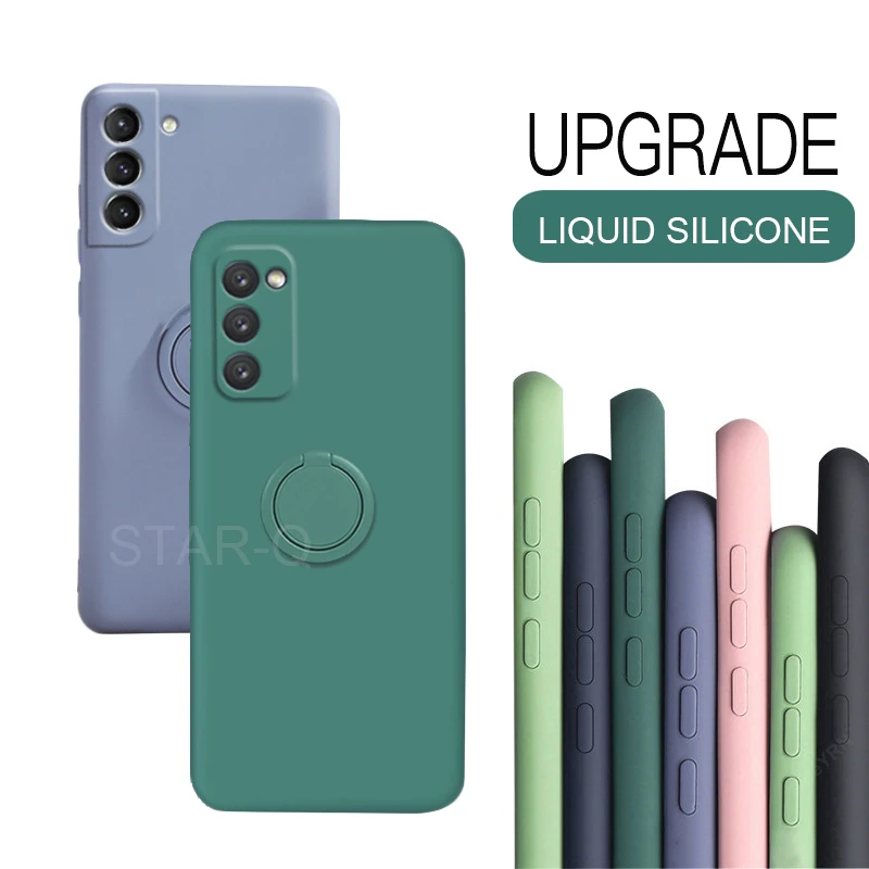 

Liquid Silicone Ring Holder Phone Case For Samsung Galaxy S22 S20 Fe S21 Plus Ultra S20fe 5g S 21 20 Original Stand Back Cover