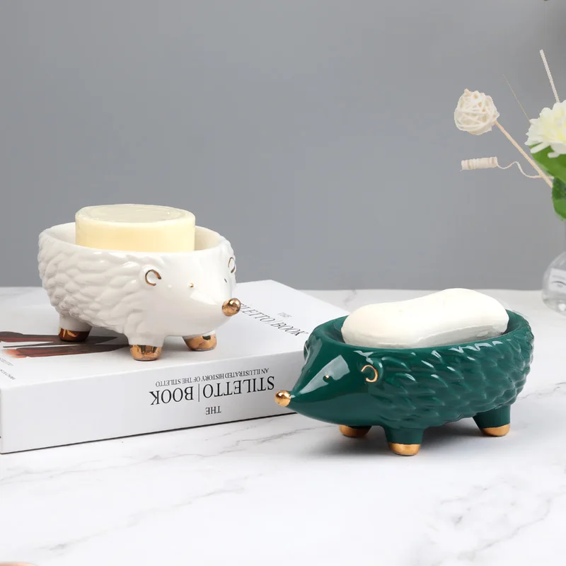 

Nordic Decor Hedgehog Soap Holder Ceramic Soap Dish Holder Bathroom Artistry Soap Tray Toilet Accessories Bathroom Accessories