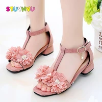 childrens shoes girls sandals summer 2021 new fashion high heeled soft soled flowers princess shoes little girls shoes for kids