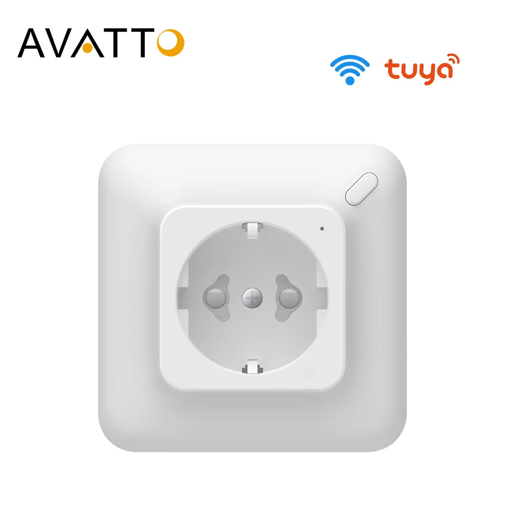 Настенная смарт розетка AVATTO Tuya 16 А с поддержкой Wi Fi и монитором питания|Умные
