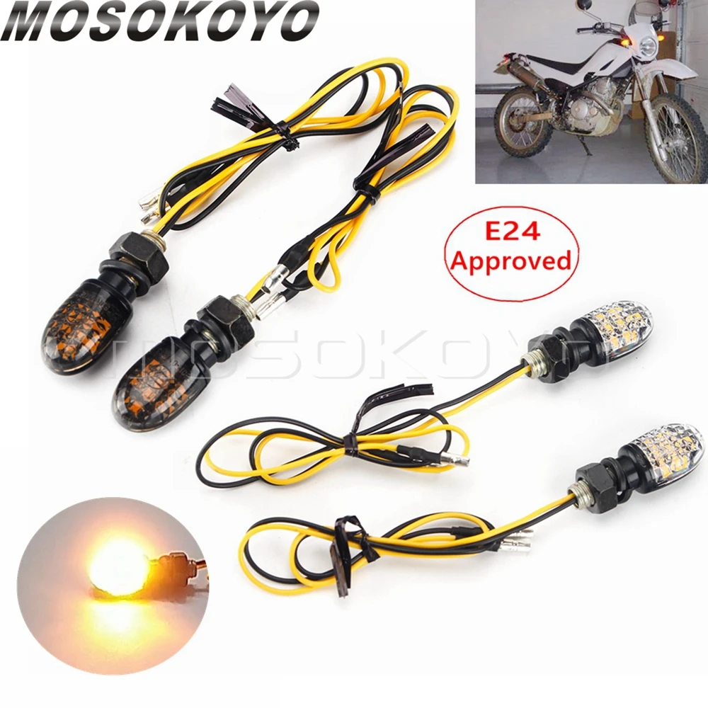 

8mm Dual Sport Street Motorcycle LED Turn Signals Amber Blinker Indicator for Honda Suzuki BMW Motorbike Mini Signal Light Lamp