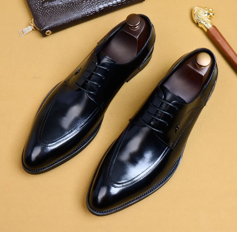 Туфли мужские классические из натуральной кожи официальная обувь свадьба модные