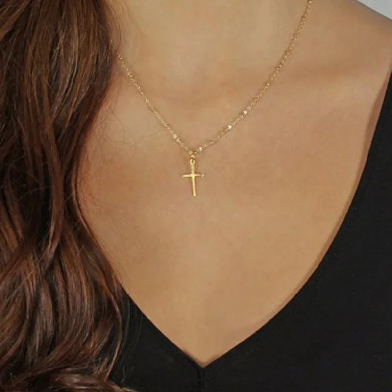 

Cross Choker Necklace Chain Women Necklaces Jewelry Yellow Gold Color Vintage Aesthetic Girl Kpop Collares Collier