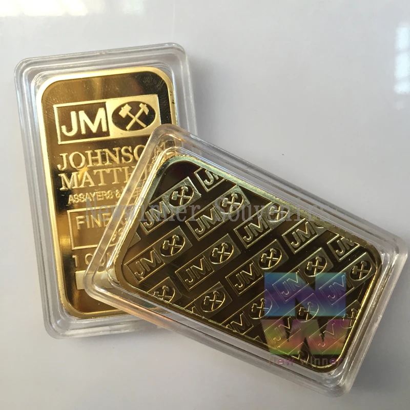 

1pcs/lot 1 OZ JM Johnson Matthey Bullion Bar Coin American Souvenir Gold Plated Coins Free Shipping