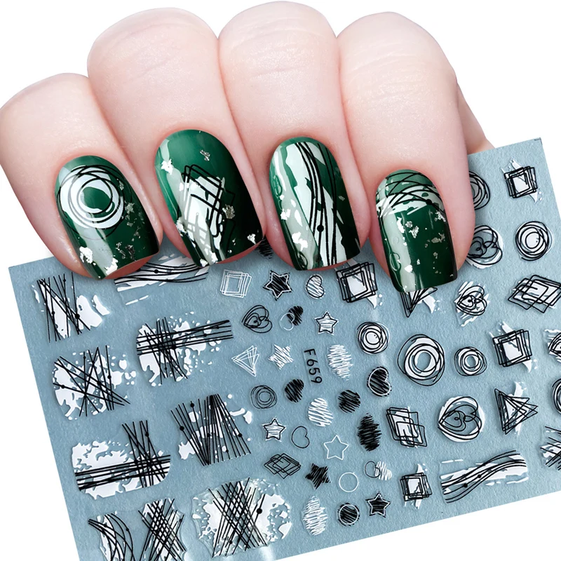 

2020 DIY 3D Nail Art Sticker Adhesive Sticker Decals Tool Black & White Butterfly Summer Leave Nail Art Tattoo Decoration Z0321