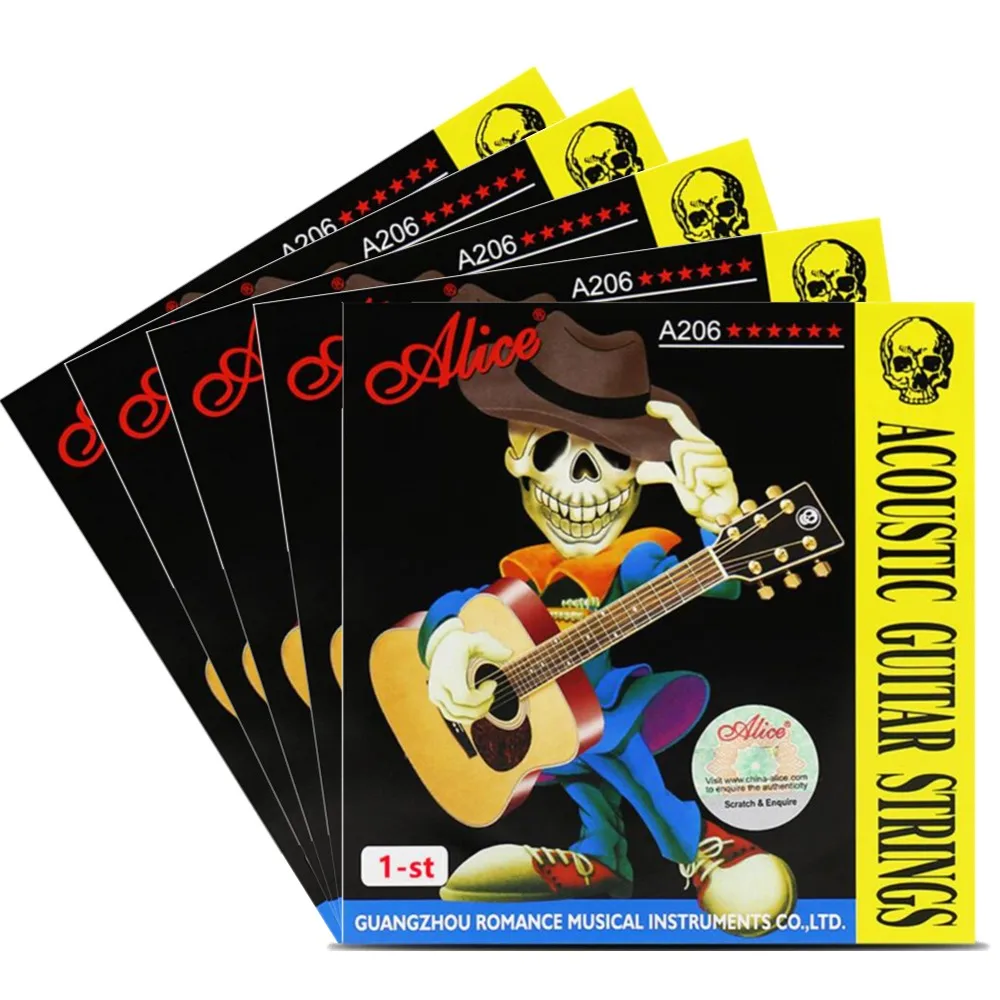 5Pcs Alice Acoustic Guitar Single Strings 1st E String Top Quality Gauges .011 A-206-SL 1-ST E First Single String