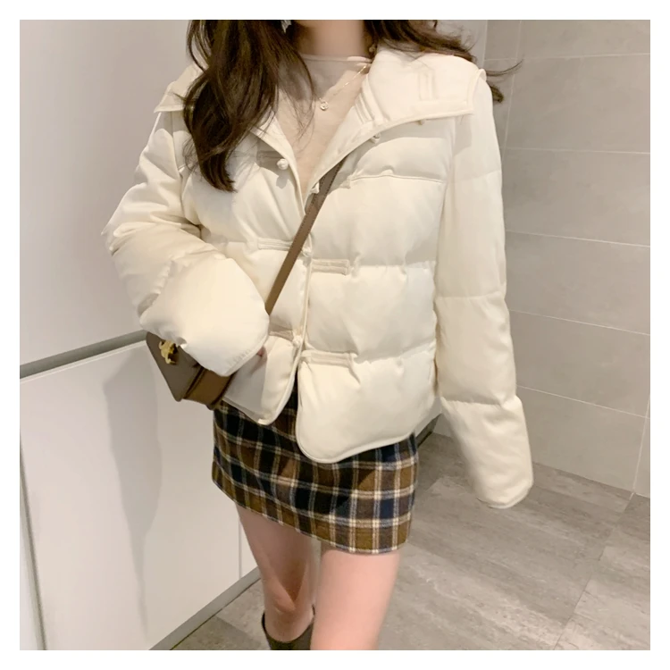 

Winter Thin Warm Short Parkas Women Fashion Coats Elegant Zipper Trend Cotton Jackets Female Ladies