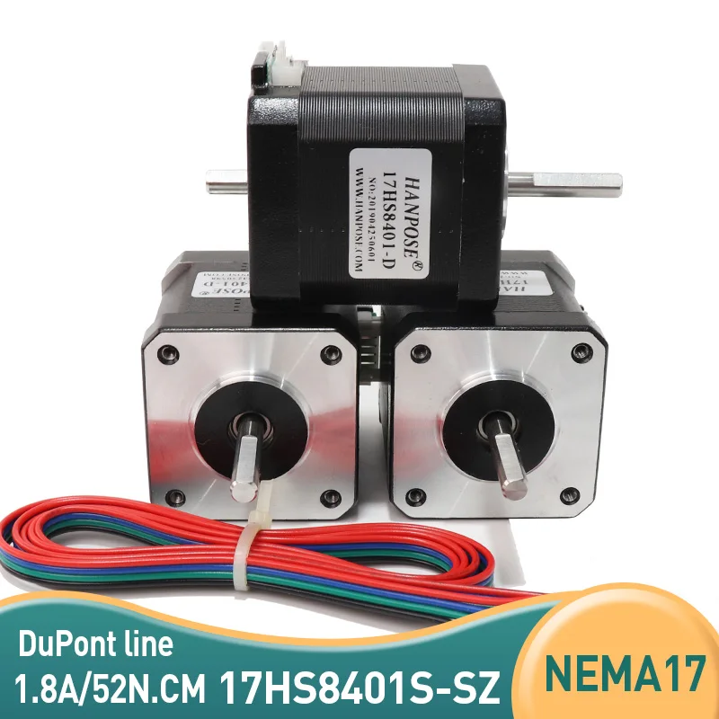 Шаговый двигатель 17HS8401S двойной вал 48 мм Nema 17 42 двигателя 42bygh 1.8A 52N.cm 4-lead для