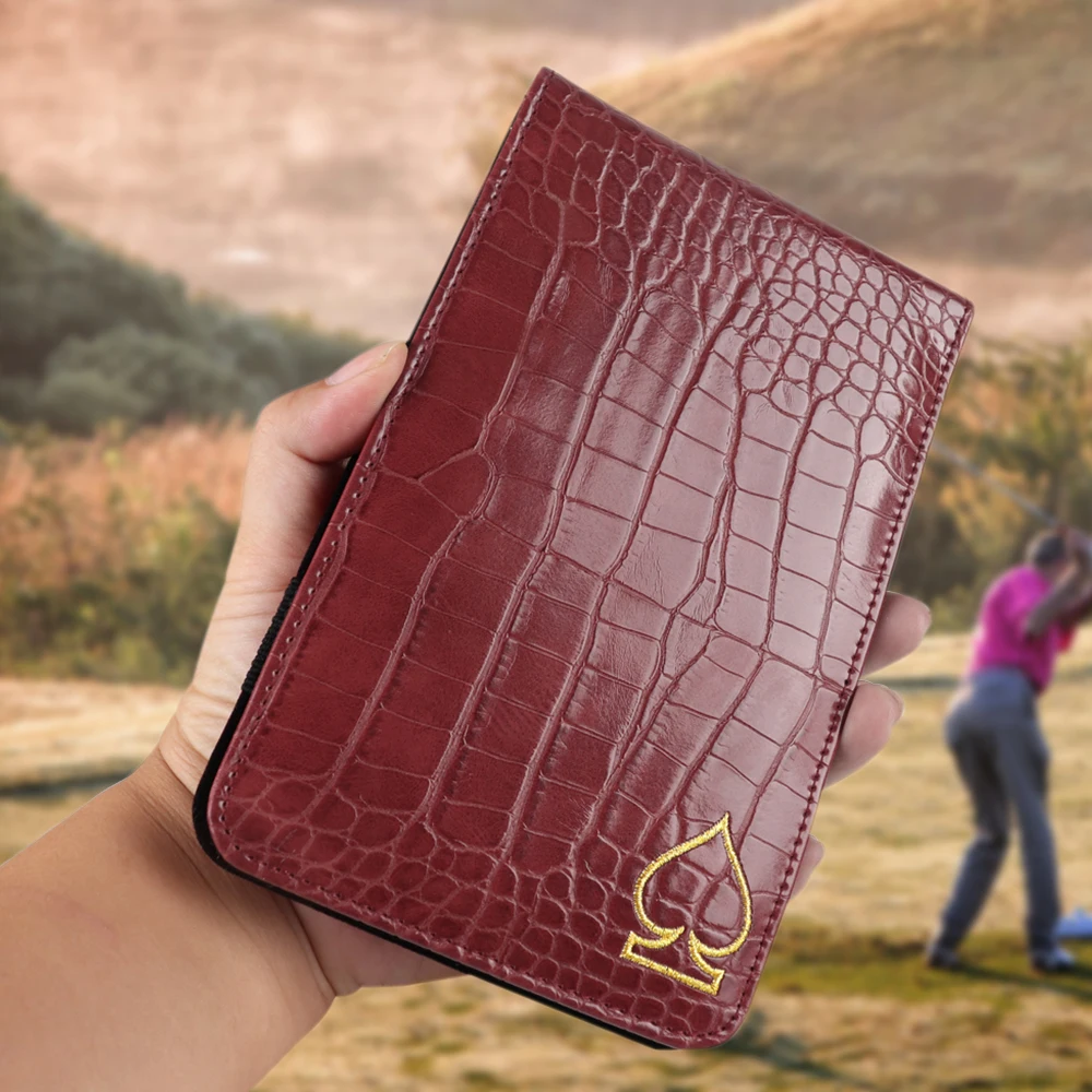 Держатель карты для гольфа из кожи ручной работы с узором крокодиловая кожа