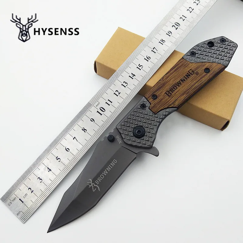 

Hysenss X66 Tactical Folding Knife Portable Fruit Knife High Hardness for Camping Survival Outdoor 440C Blade Rosewood Handle