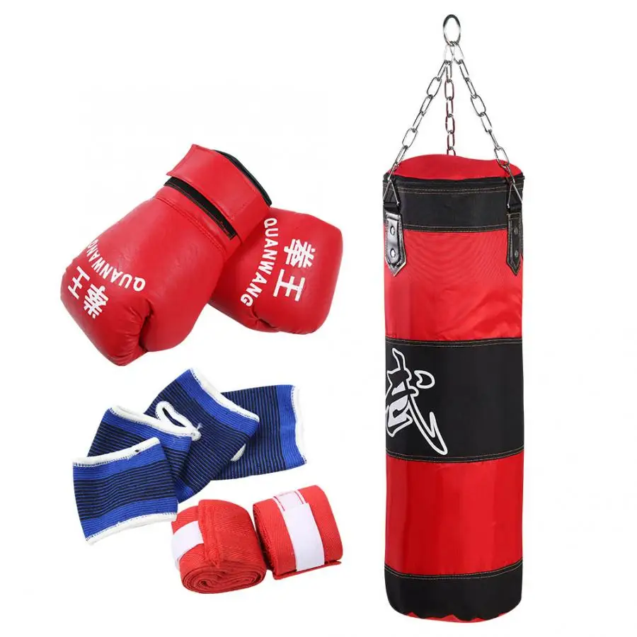 

60/80/100cm Boxing Sandbag Fitness Hanging Boxing Punching Bag Training Fight Karate Taekwondo Exercises Sanda Bag with Gloves