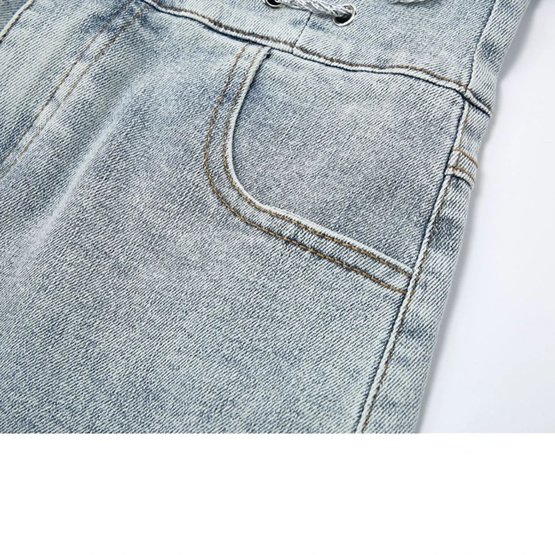 

2021 Summer Arrivals Solid Color Jeans Shorts Women High Waist Button Side Bandage Fashion Streetwear Ladies Slim Female Shorts
