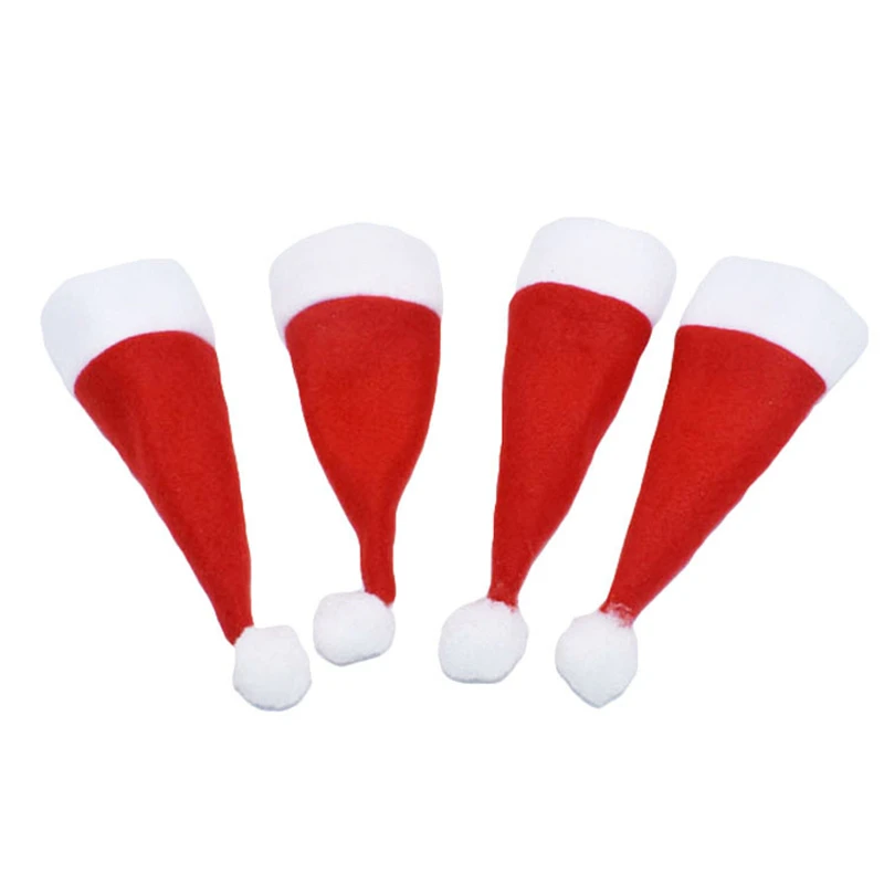 10pcs Christmas Party Decorations Hat Knife And Fork Set Mini Flannel Ball Cap Wine Bottle Decoration | Дом и сад