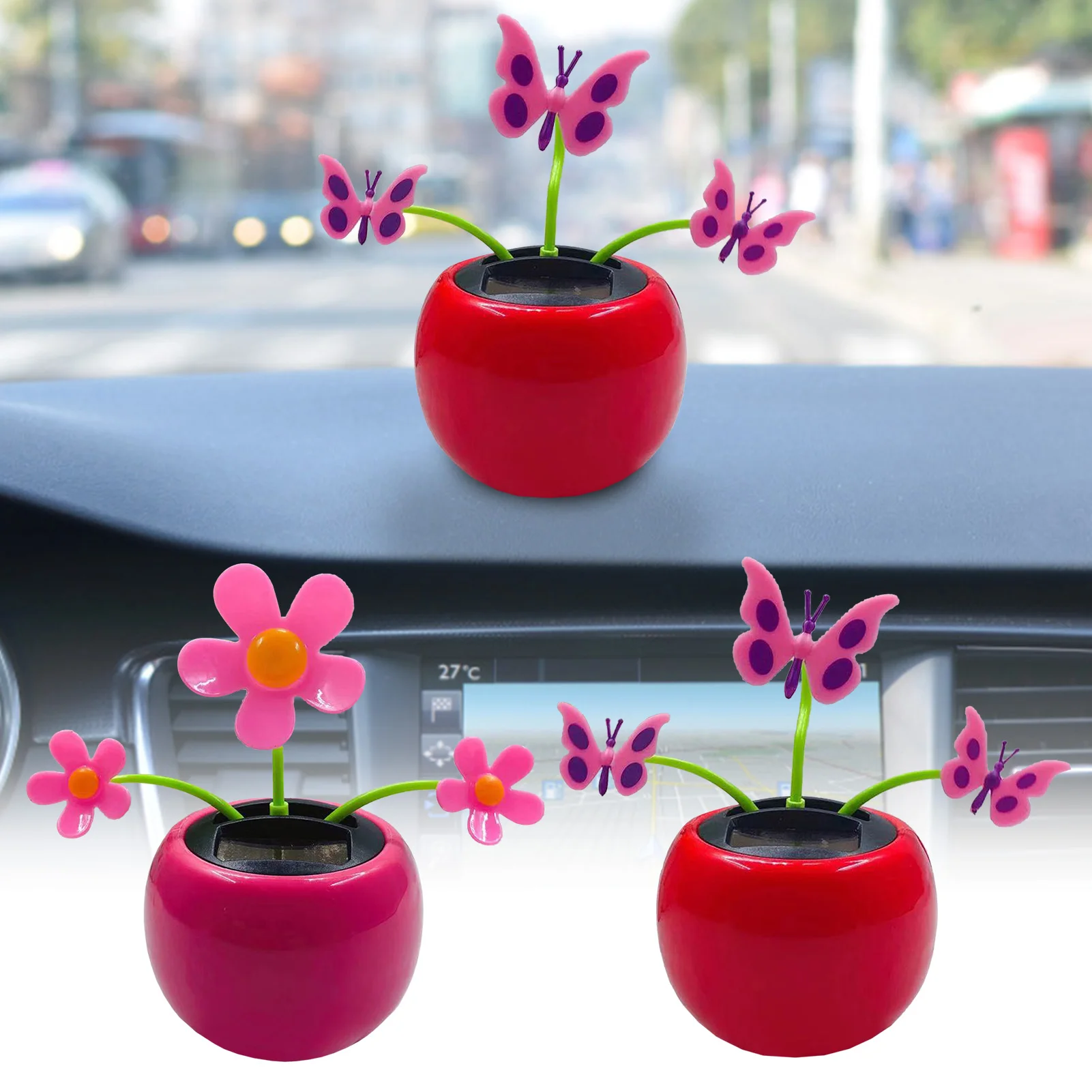 

New Fashion Solar Dancing Toy Butterfly Safflower Swinging Dashboard Ornament Kids Gift Auto Interior Home Decor Accessories
