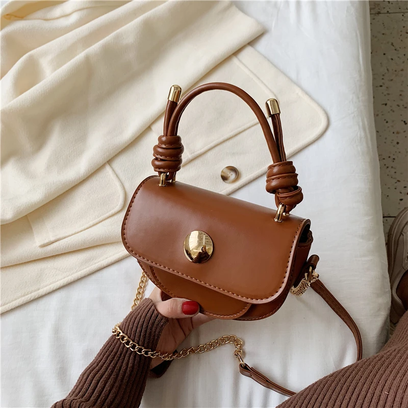 Роскошные женские маленькие сумки полумесяца на плечо с металлической цепочкой