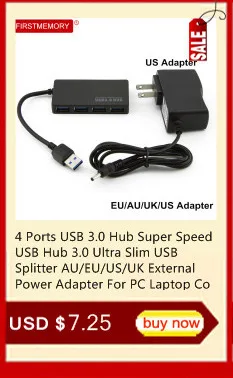 Usb-хаб 3,0, 4 порта, портативный usb-хаб, внешний адаптер питания, высокоскоростной usb-разветвитель 5 Гбит/с, концентратор с разъемом AU/EU/US/UK, Настольный ПК