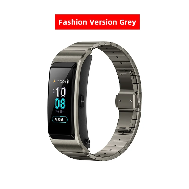 Fashion Grey HUAWEI TalkBand B5 Talk Band B5 Bluetooth Смарт-браслет спортивные браслеты 1,13 ''сенсорный AMOLED экран телефонный звонок наушник ремешок - Цвет: Fashion Grey