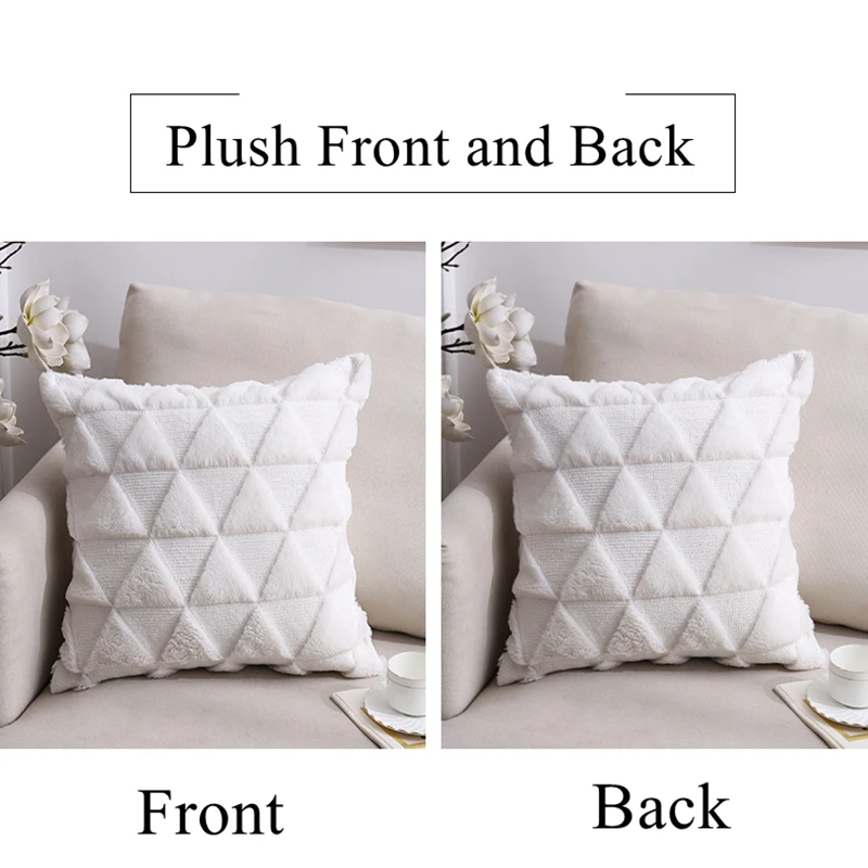 

Zerolife Soft Plush Cushion Cover Nordic Home Decor Solid Color Triangle Fur Pillow Case 45x45cm Lumbar Pillow Cover Living Room