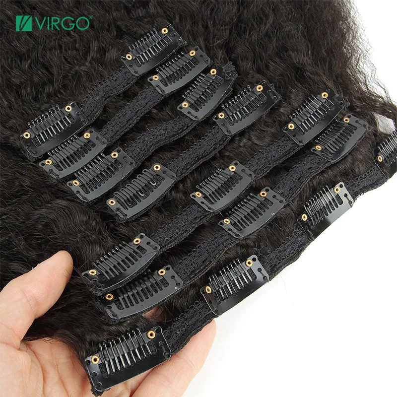 Натуральные бразильские волосы Remy курчавые прямые на заколке для наращивания
