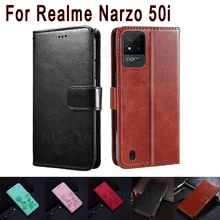 Flip Wallet Leather Cover For Realme Narzo 50i Case RMX3231 Phone Protective Shell Book For Realme Narzo50i Case Hoesje Coque